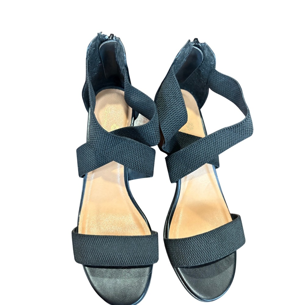 Tommy Bahama Thalia Black Elastic Multi Strap Block Heel Sandals 9M P3THA01P